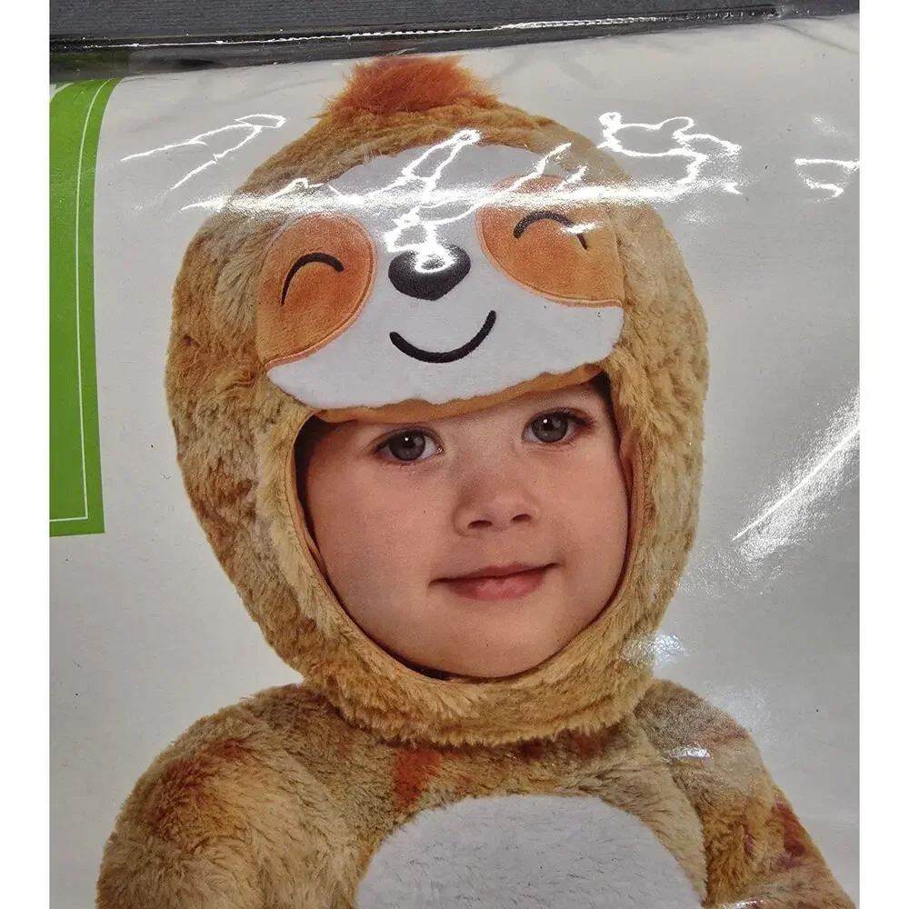 Sloth Costume Outfit Infant 12-24 Months Jumpsuit Hood NWT